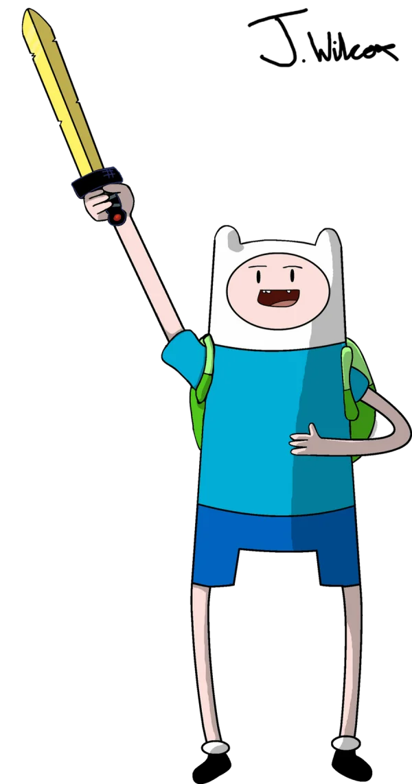 Finn the Human with Golden Sword PNG