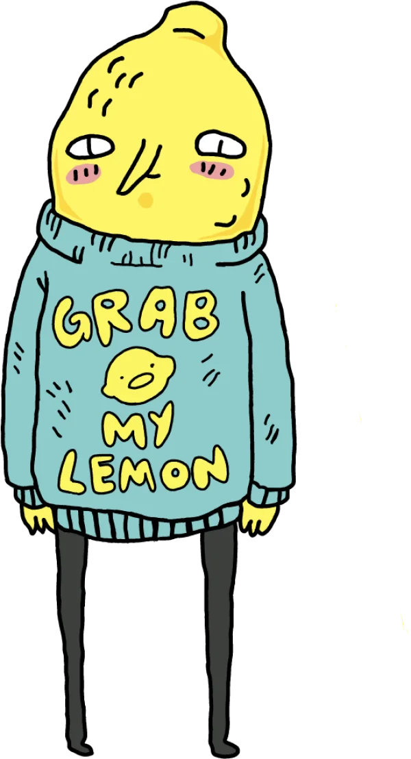 Funny Lemon Character in Sweater PNG