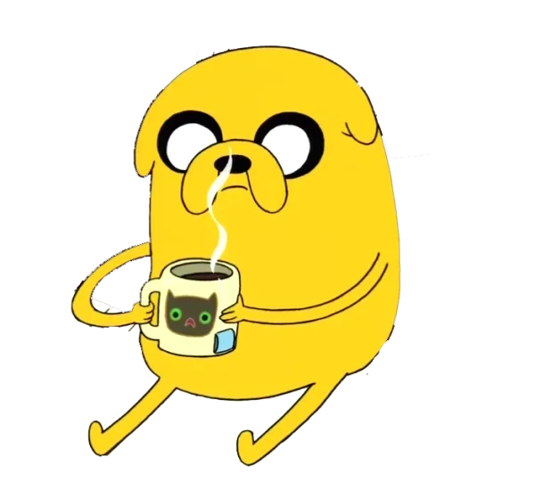 Jake from Adventure Time with Coffee Mug PNG