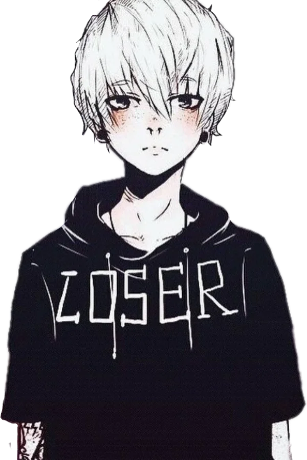 Anime Boy with Loser Hoodie Transparent PNG