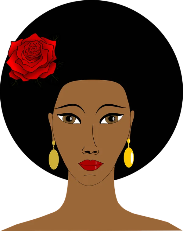 Stylized Woman with Red Rose PNG Transparent Background