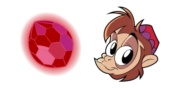 Cartoon Monkey Head and Red Gem PNG Transparent