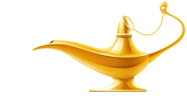 Golden Genie Magic Lamp PNG Transparent Background