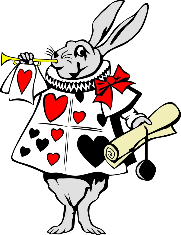 White Rabbit Alice in Wonderland with Trumpet PNG
