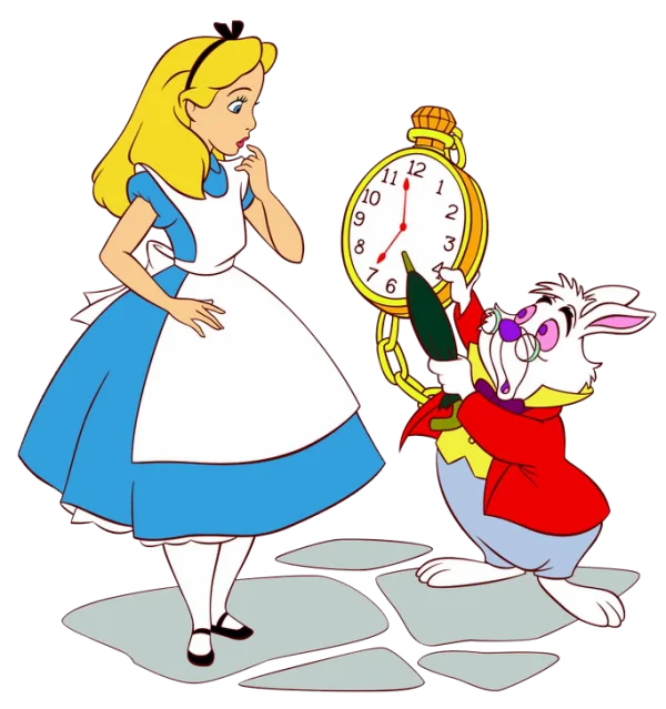 Alice and White Rabbit with Pocket Watch PNG