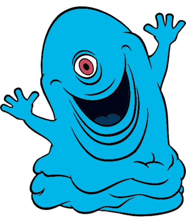 Happy Blue Blob Monster PNG Transparent Background