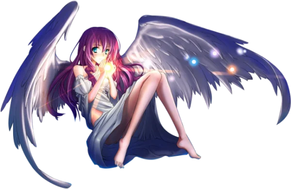 Anime Angel Girl Holding Light PNG Transparent