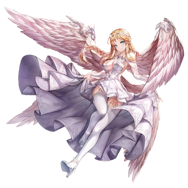 Anime Angel Girl with White Wings PNG Transparent