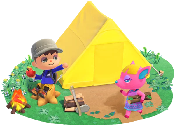 Animal Crossing Villagers Camping Scene PNG