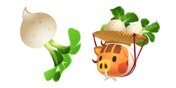 Cute Cartoon Pig Farmer with Turnips PNG