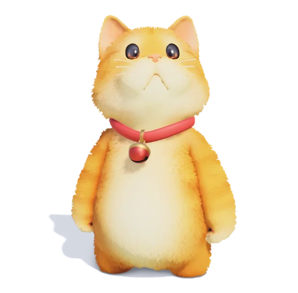 Cute Orange Cat with Bell Collar PNG Transparent Background