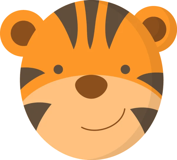 Cute Cartoon Tiger Face PNG Transparent Background