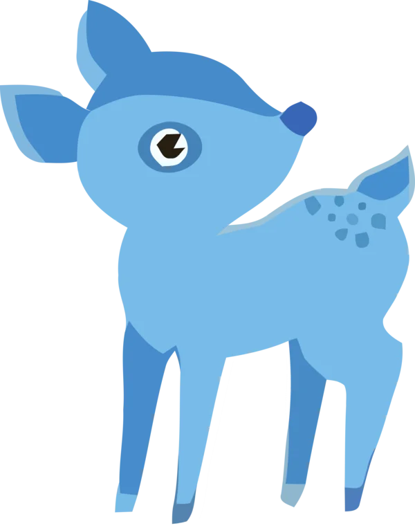 Cute Blue Deer Fawn PNG Transparent Background