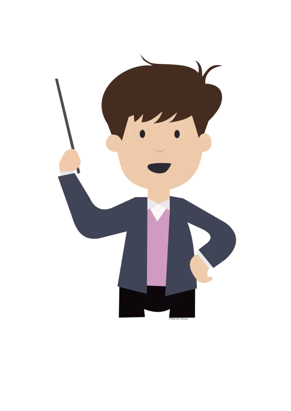 Cartoon Man with Pointer Stick PNG