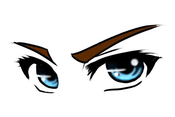 Intense Anime Blue Eyes PNG Transparent