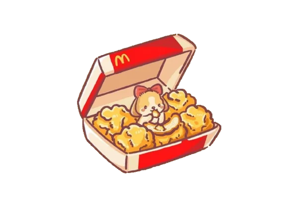 Cute Puppy in McDonald's Nugget Box PNG