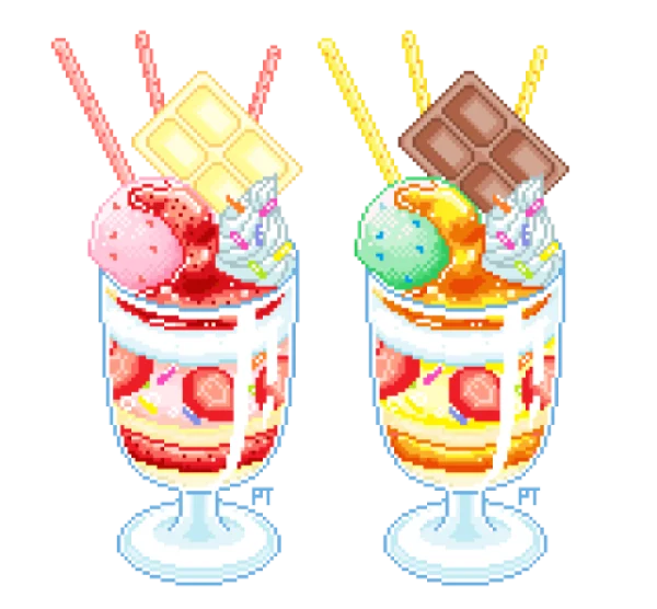 Cute Pixel Art Dessert Parfaits PNG