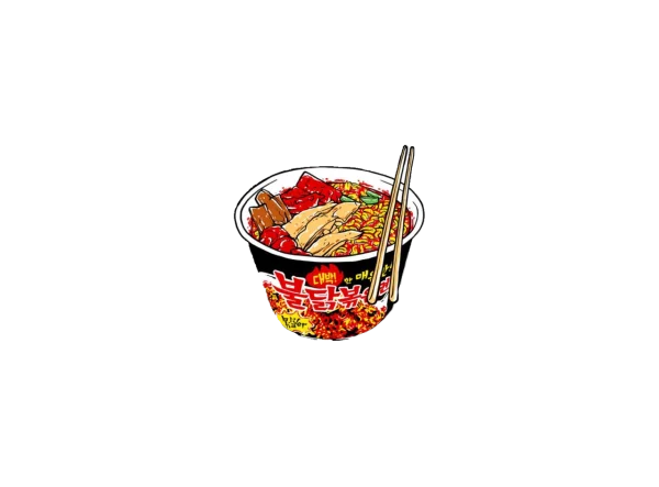 Spicy Korean Ramen Noodles Cup PNG Transparent