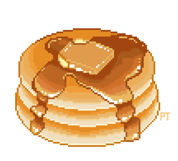 Pixel Art Pancakes with Syrup and Butter PNG