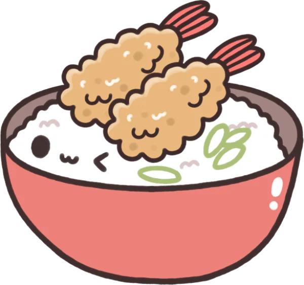 Cute Tempura Rice Bowl PNG Transparent