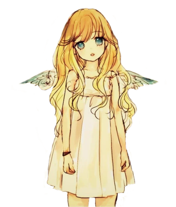 Anime Girl with Wings PNG Transparent Background