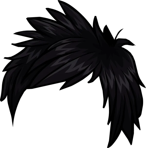 Black Spiky Anime Hair PNG Transparent