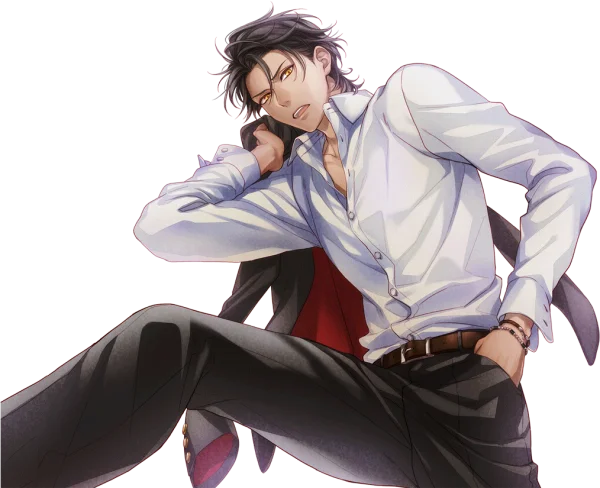 Stylish Anime Man in White Shirt PNG
