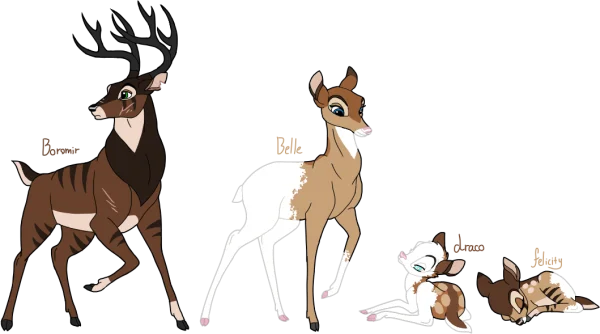 Stylized Deer Family Characters PNG Transparent Background