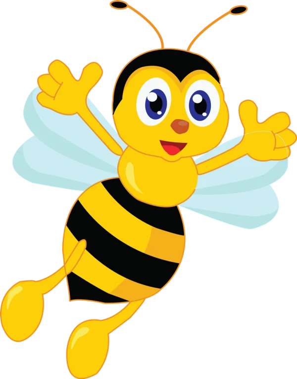 Cartoon Bee Flying Happy PNG Transparent Background