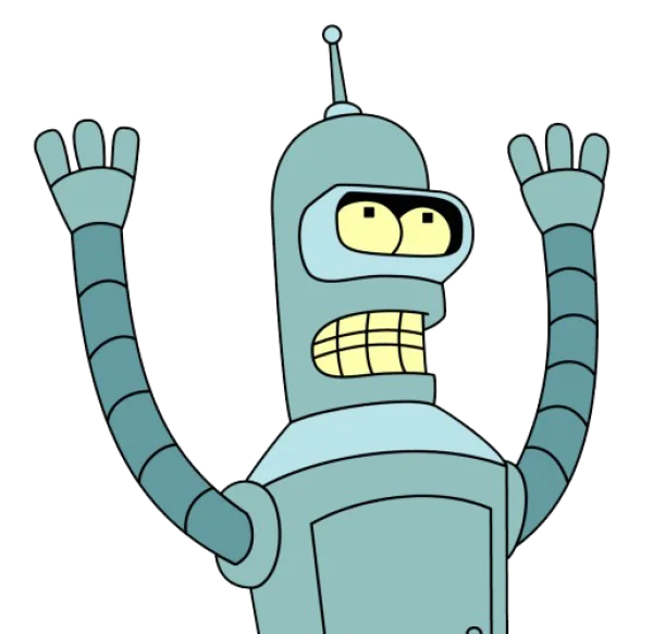 Bender Robot Hands Up PNG Transparent