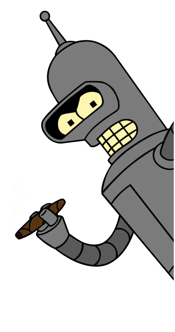 Futurama Bender Smoking Cigar PNG Transparent Background
