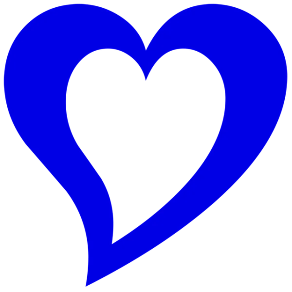 Blue Heart Outline PNG Transparent Background