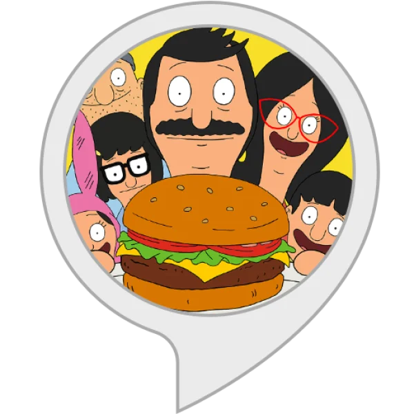 Bob's Burgers Family and Hamburger Speech Bubble PNG