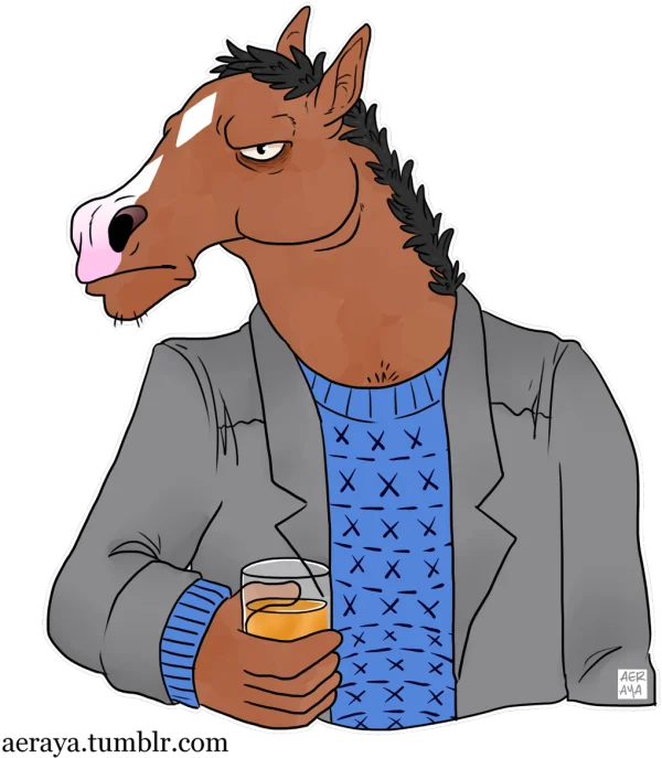 BoJack Horseman Holding Drink PNG Transparent
