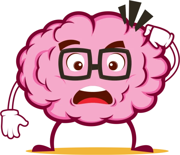Confused Cartoon Brain with Glasses PNG Transparent Background