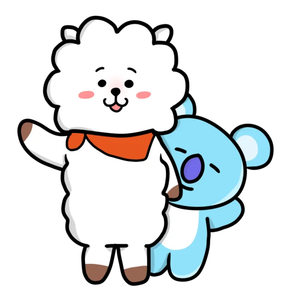 BT21 Rj and Koya Characters Waving PNG