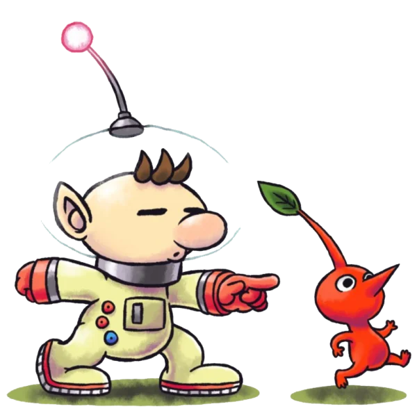 Captain Olimar and Red Pikmin Illustration PNG