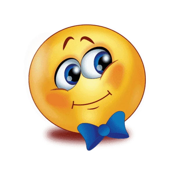 Happy Emoji with Blue Bow Tie PNG Transparent Background