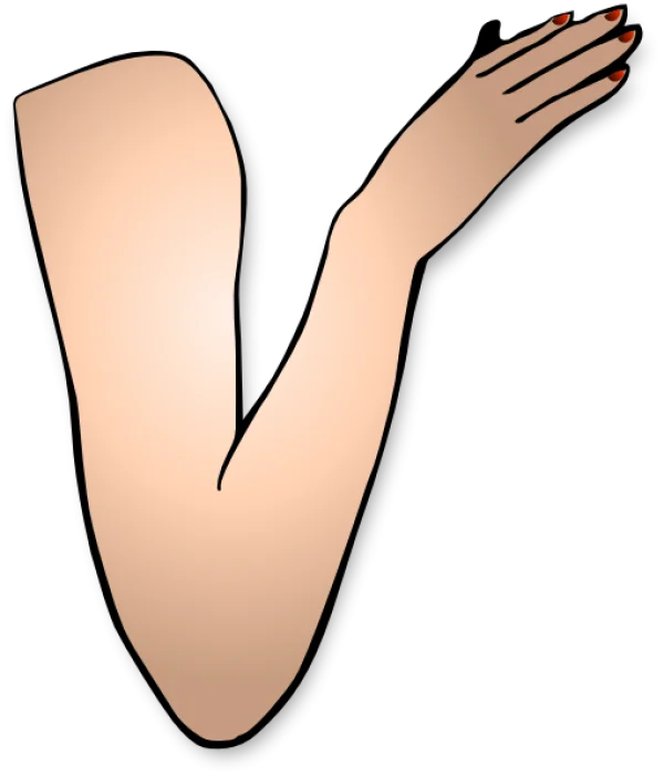 Cartoon Female Arm with Red Nails PNG Transparent
