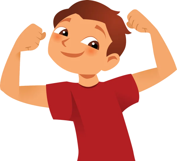 Boy Flexing Muscles Cartoon PNG Transparent
