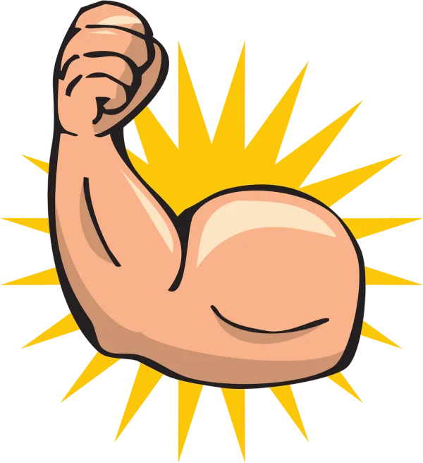 Flexing Bicep Arm with Yellow Burst PNG