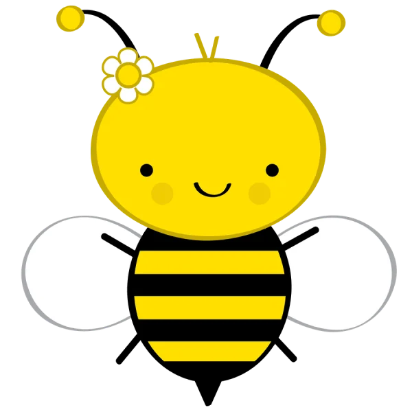 Cute Cartoon Bee with Flower PNG Transparent