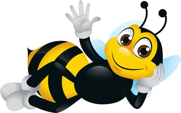Cute Cartoon Bee Waving Transparent PNG