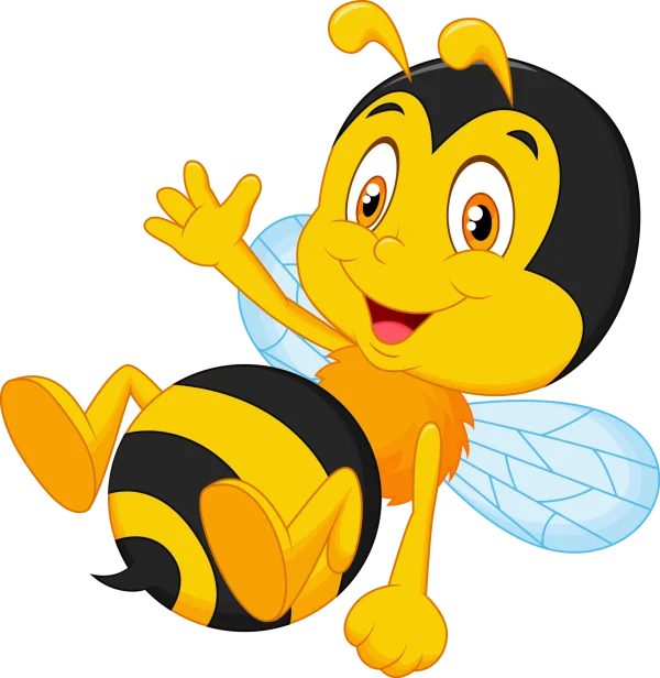 Cute Cartoon Bee Waving PNG Transparent Background