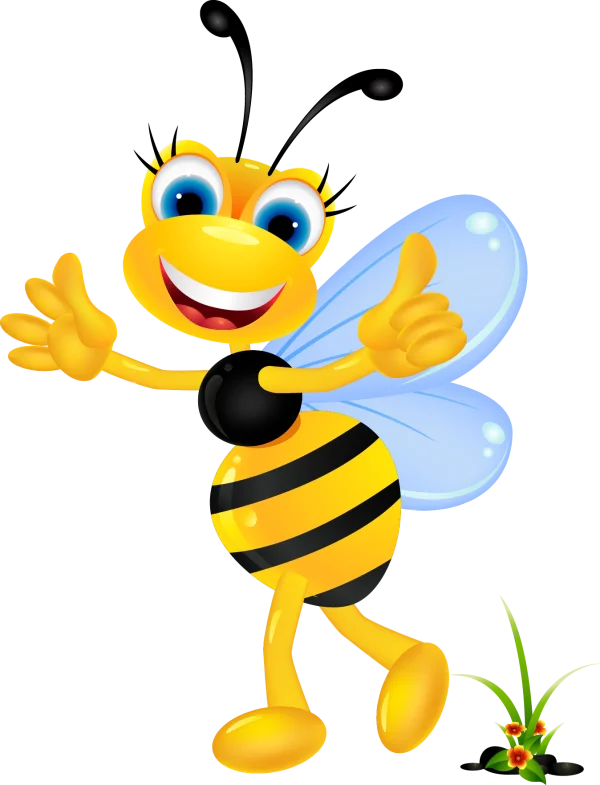 Happy Cartoon Bee Transparent PNG