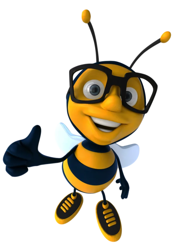 Smart Cartoon Bee Giving Thumbs Up PNG Transparent Background