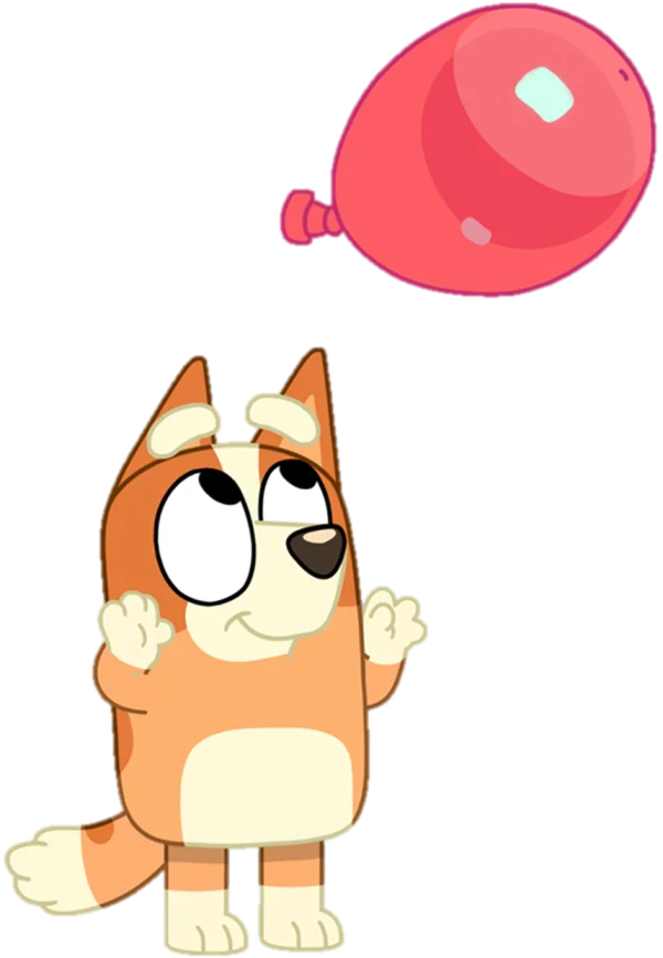 Bingo Bluey Looking at Red Balloon PNG