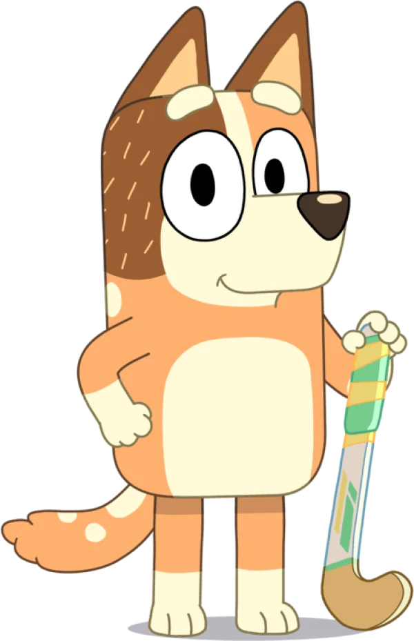 Chilli Heeler from Bluey with Hockey Stick PNG