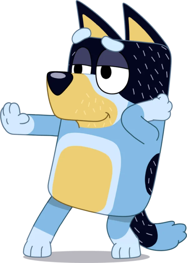 Bluey Character Playful Pose PNG Transparent