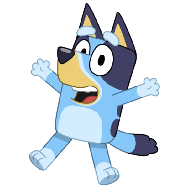 Bluey Surprised Pose PNG Transparent Background